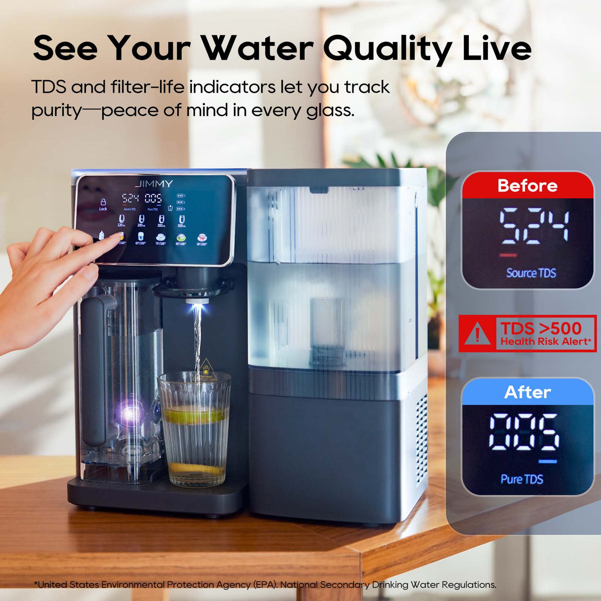 JIMMY R9 Pro Countertop RO Purifier | 7-Stage Filtration + Hot/Cold ...